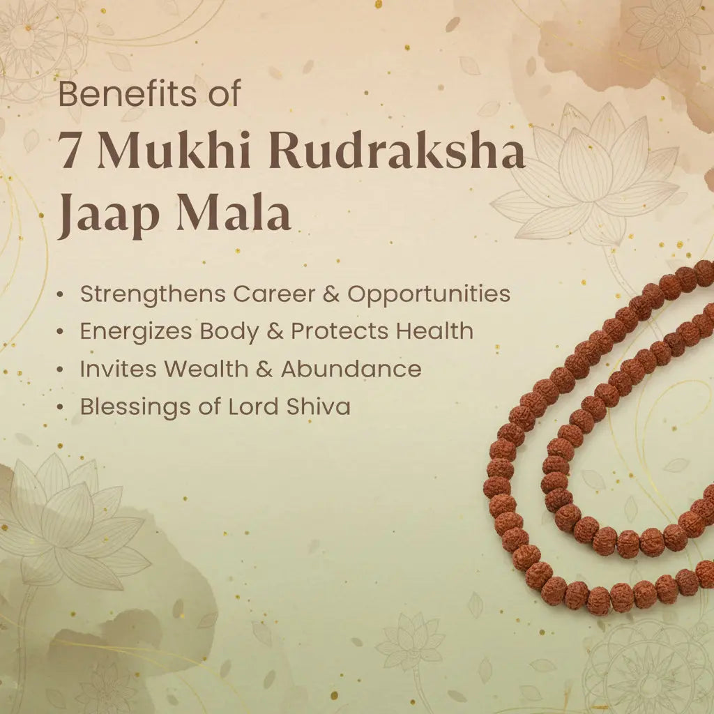 7 Mukhi Rudraksha Mala - 9-10mm , 108+1 beads ( Lab certified ) Gemoraa Talk
