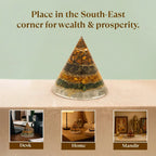 Conical Dhan Yog Pyramid With Selenite Base Gemoraa Talk