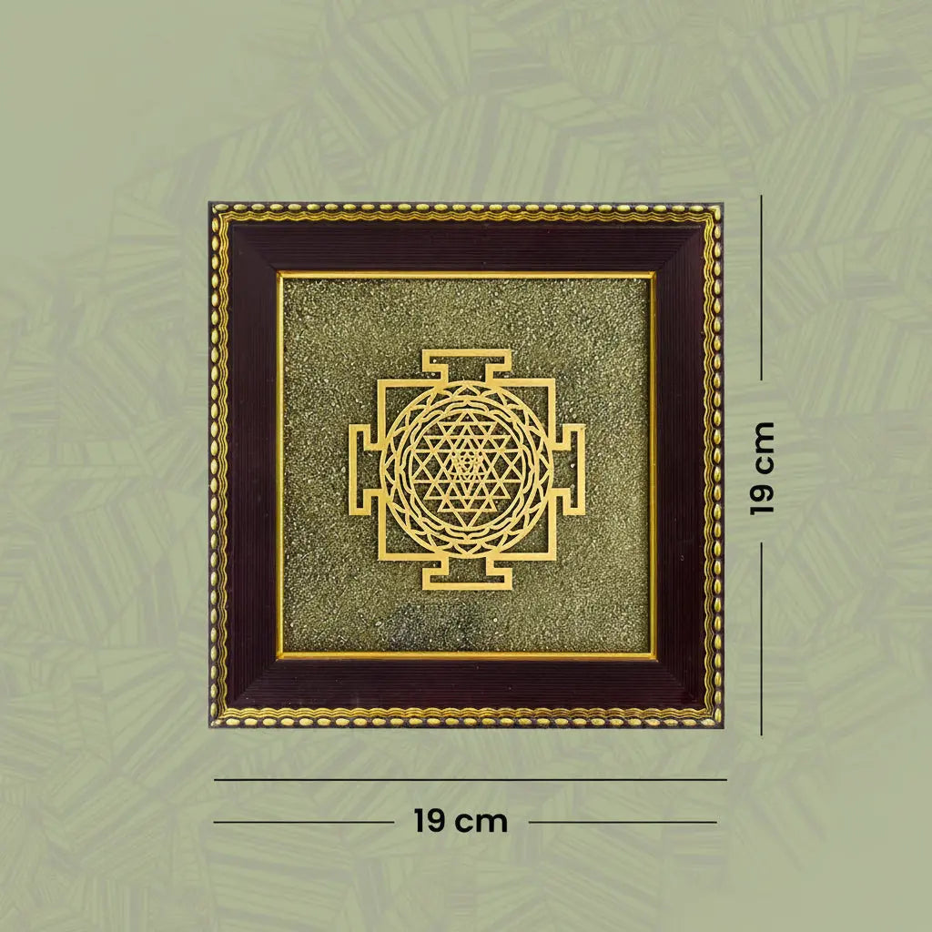 Shree Yantra on Raw Pyrite Frame Gemoraa Talk