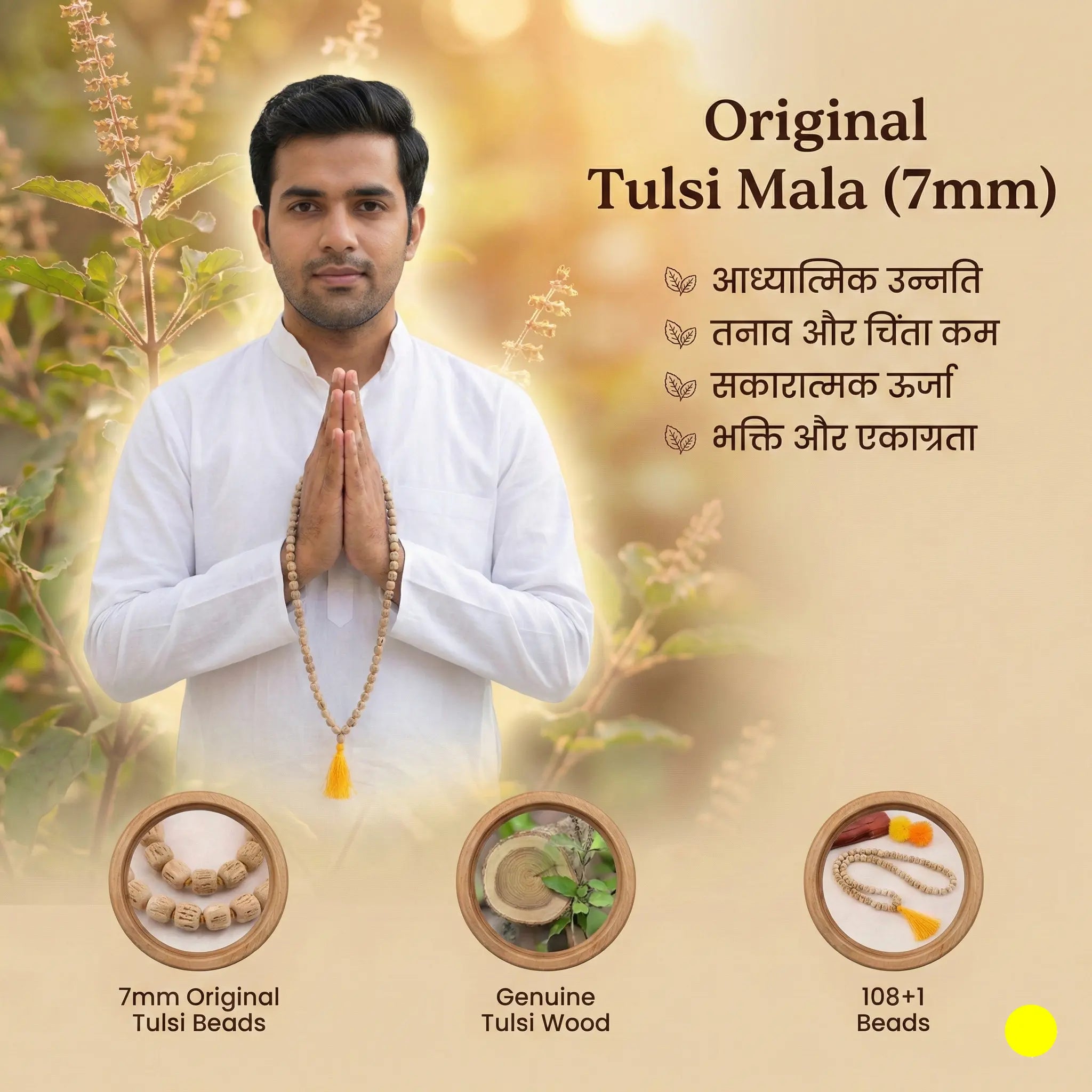 Tulsi mala medium Size 108 + 1 Bead ( Lab certified ) Gemoraa Talk
