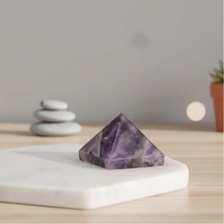 Amethyst Crystal Original Solid Pyramid ( Certified ) Gemoraa Talk