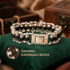 Silver Plated Karungali Modern Bracelet - Natural Ebony Wood Gemoraa Talk