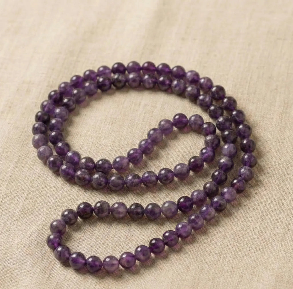 Amethyst Crystal Mala ( Lab Certificate ) Gemoraa Talk