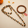 Divya Raksha Rudraksha & Karungali Mala with golden capping (Lab certified)