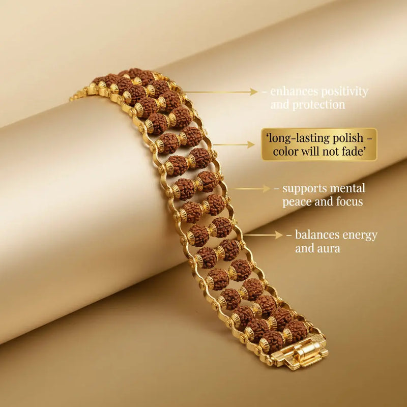 Gold Plated   Modern Double  Rudraksha Bracelet Gemoraa Talk