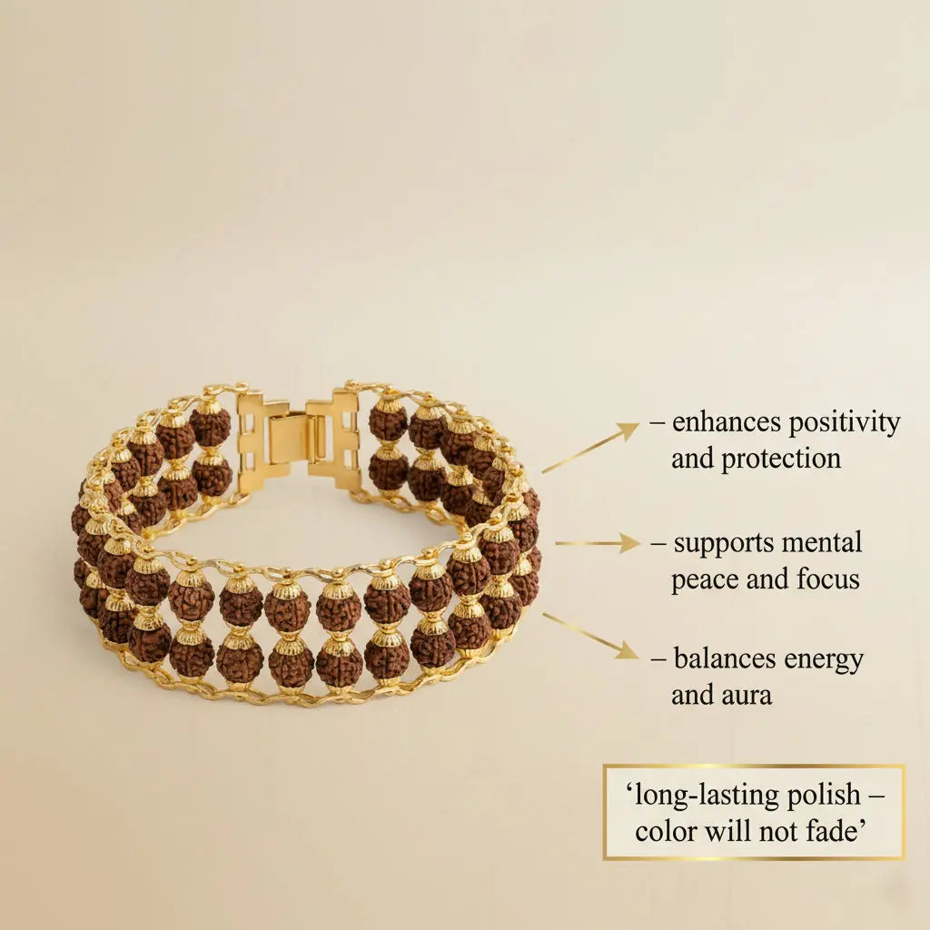 Gold Plated   Modern Double  Rudraksha Bracelet Gemoraa Talk