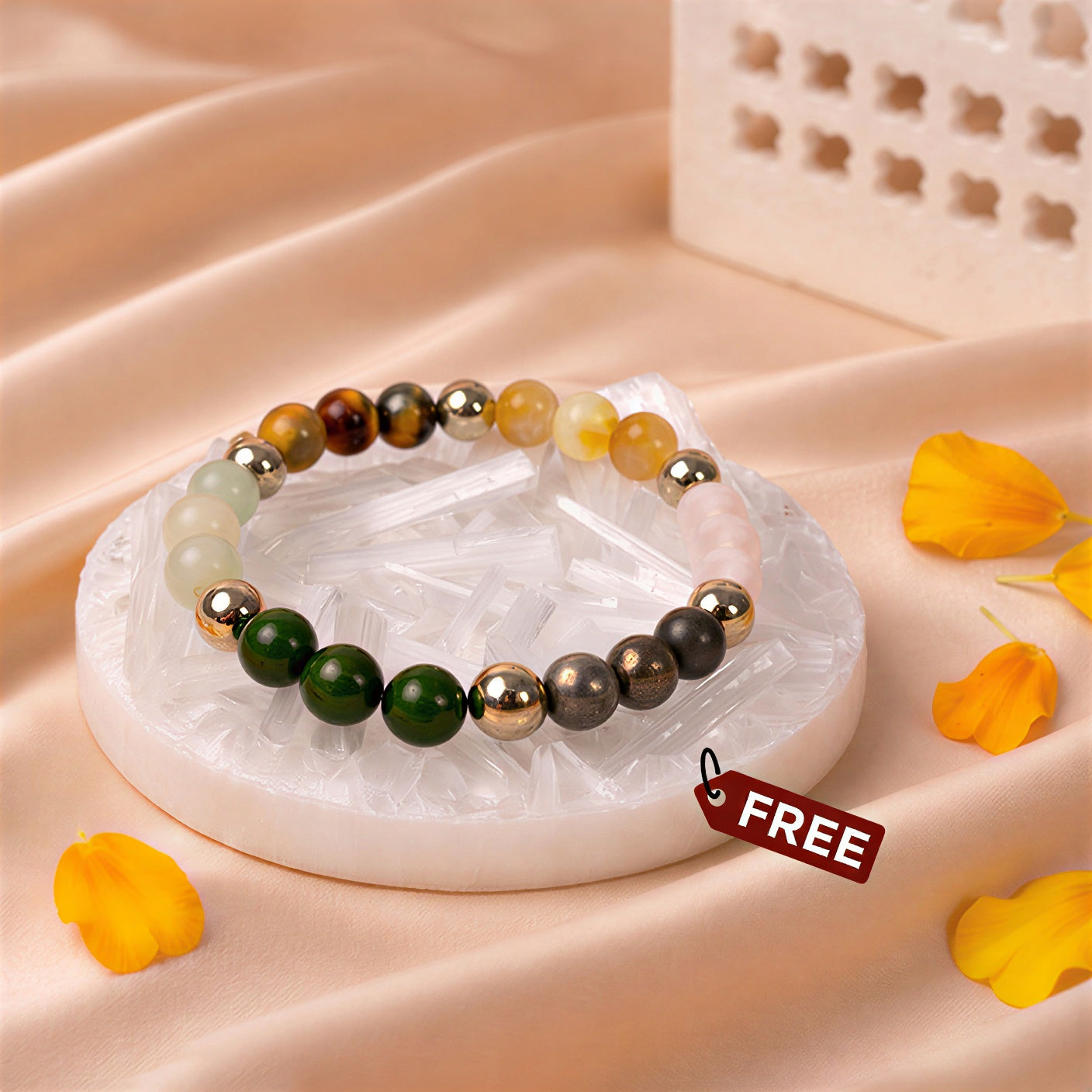 Real Dhan Yog Bracelet with FREE Raw Selenite Plate