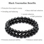 create image with black tourmoline bracelate with it benefits professiionally written 1:1 size 