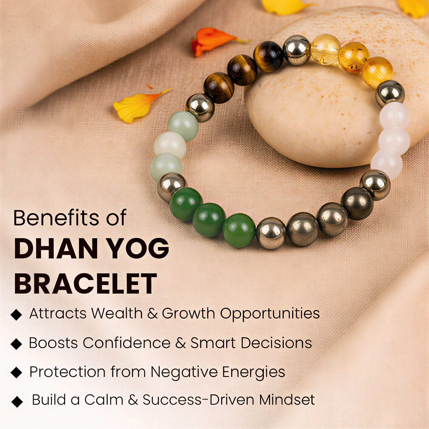 Real Dhan Yog Bracelet with FREE Raw Selenite Plate