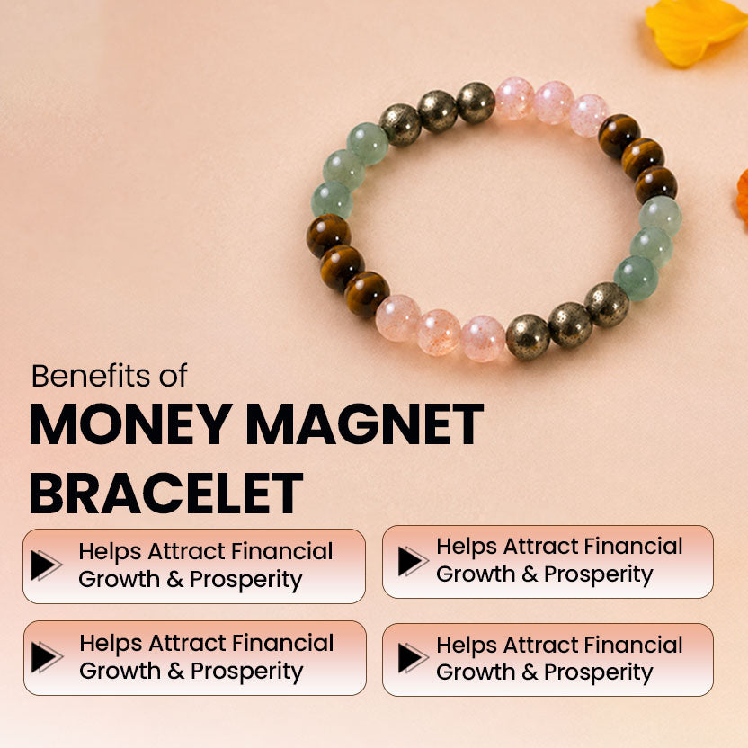 Money Magnet Band With Free Selenite Plate Free Evil Eye Lawa Bracelate and 5 Mukhi Rudraksh ( Lab Certified )