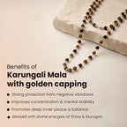 Divya Raksha Rudraksha & Karungali Mala with golden capping (Lab certified)