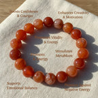 please create the carleanian bracelate image with real inclusion on it and mention the benefits of it in 1:1 size 