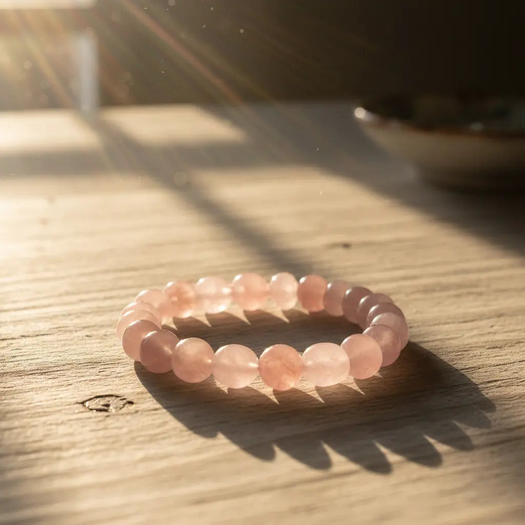 Rose Quartz Bracelate ( Lab Certified ) Gemoraa Talk