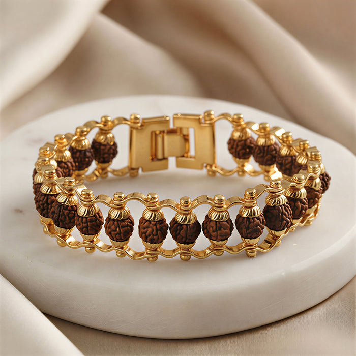 Gold Plated Rudraksha Bracelet