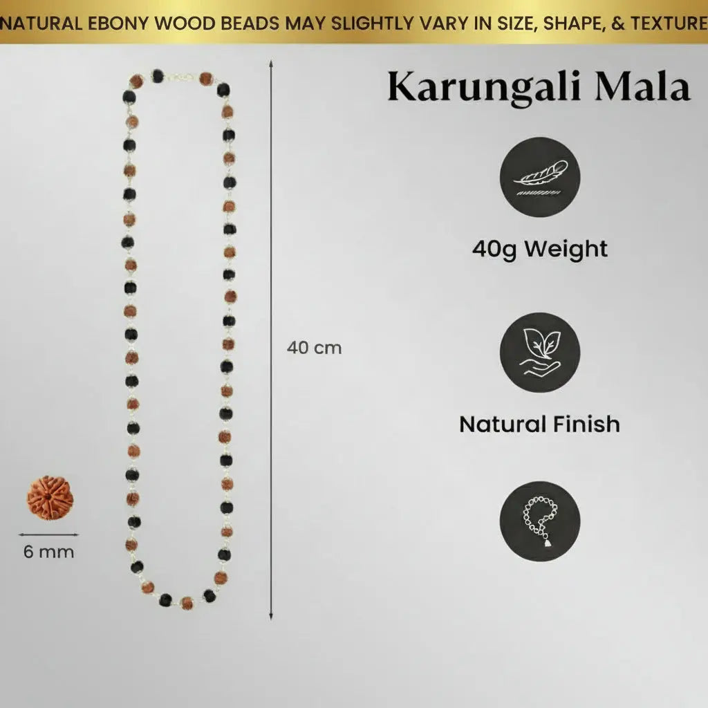 Divya Raksha Rudraksha & Karungali Mala with golden capping  ( Lab certified ) Gemoraa Talk